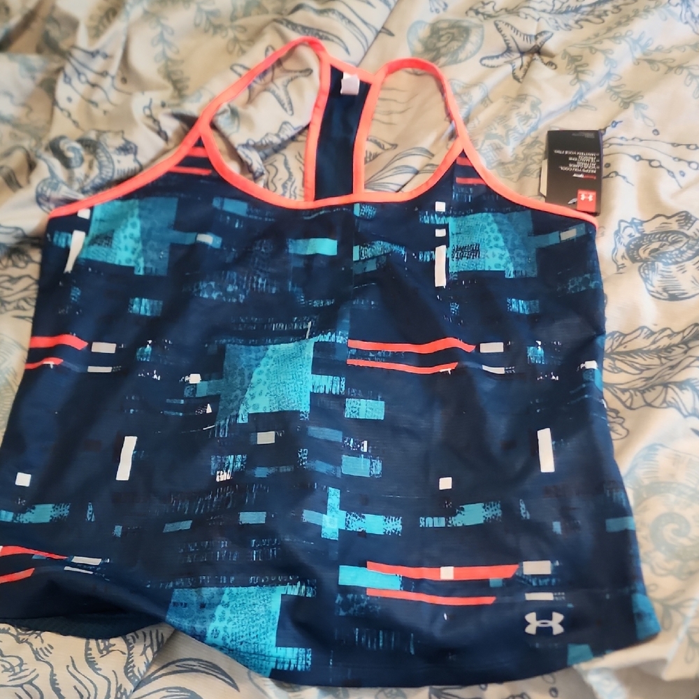 Under Armour Navy and Coral Tank Top
